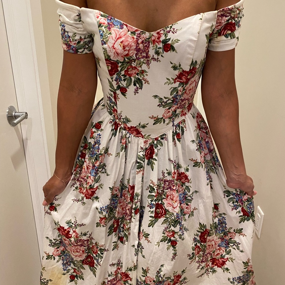 Floral white cocktail dress